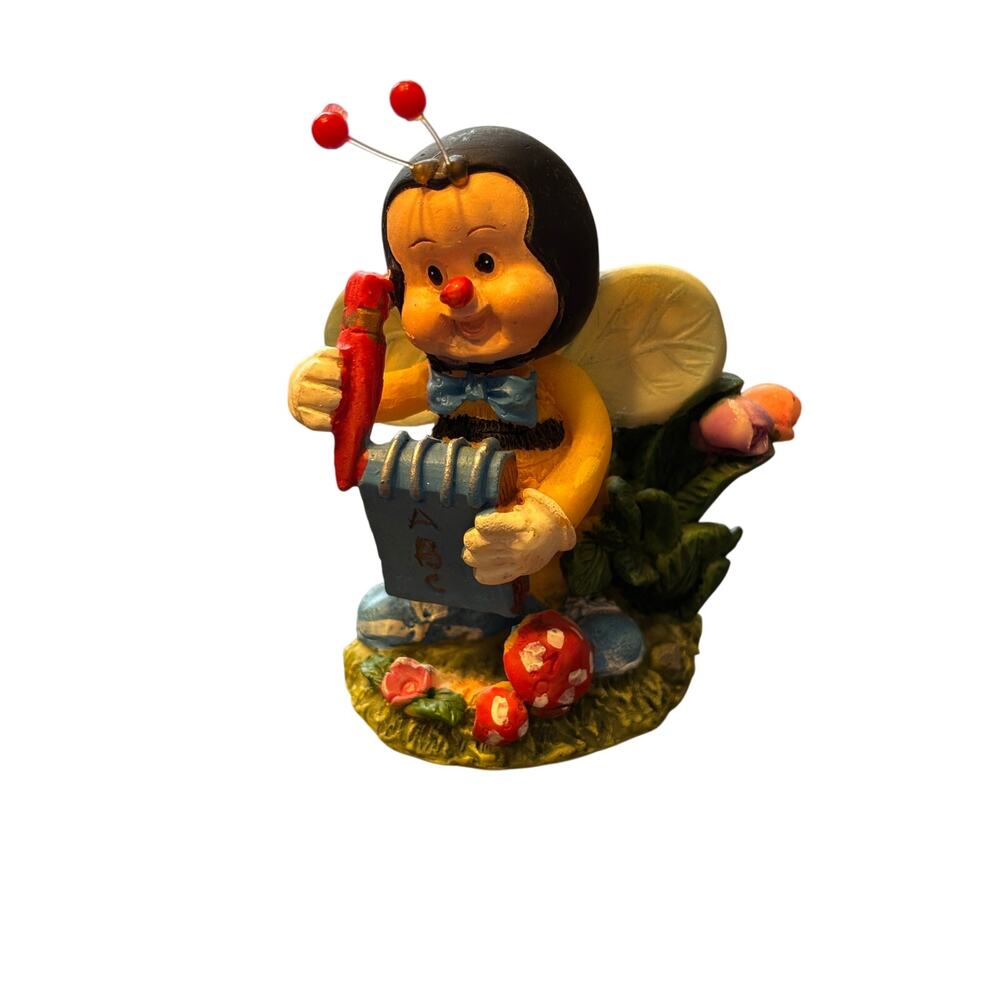 Vintage Style Bumblebee Figurine ABC Book Pencil Teacher Bee Decor